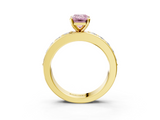 Yellow gold Fancy Pink Emerald  Cut Channel Set Diamond Engagement Ring with Four-Prong Setting_235