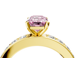 Yellow gold Fancy Pink Emerald  Cut Channel Set Diamond Engagement Ring with Four-Prong Setting_236