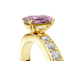 Yellow gold Fancy Pink Emerald  Cut Channel Set Diamond Engagement Ring with Four-Prong Setting_237