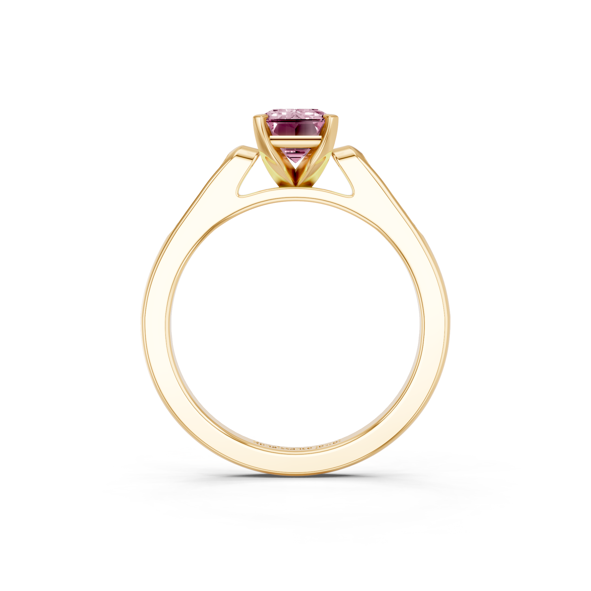 Yellow gold Fancy Pink Emerald  Cut Channel Set Solitaire Engagement Ring with Four-Prong Setting_15