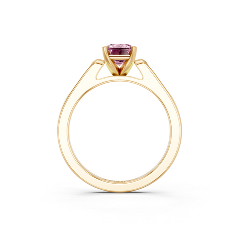 Yellow gold Fancy Pink Emerald  Cut Channel Set Solitaire Engagement Ring with Four-Prong Setting_15