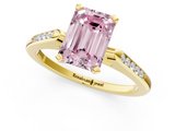 Yellow gold Fancy Pink Emerald  Cut Channel Set Solitaire Engagement Ring with Four-Prong Setting_175