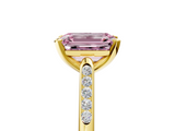 Yellow gold Fancy Pink Emerald  Cut Channel Set Solitaire Engagement Ring with Four-Prong Setting_179