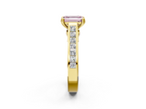 Yellow gold Fancy Pink Emerald  Cut Channel Set Solitaire Engagement Ring with Prong Setting_22