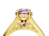 Yellow gold Fancy Pink Emerald  Cut Channel Set Solitaire Engagement Ring with Prong Setting_24