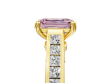 Yellow gold Fancy Pink Emerald  Cut Channel Set Solitaire Engagement Ring with Prong Setting_25
