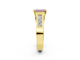 Yellow gold Fancy Pink Emerald Cut Cut Channel Set Solitaire Ring with Four-Prong Setting_2