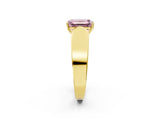 Yellow gold Fancy Pink Emerald Cut Cut Diamond Channel Set Solitaire Ring with Four-Prong Setting_2