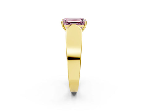 Yellow gold Fancy Pink Emerald Cut Cut Diamond Channel Set Solitaire Ring with Four-Prong Setting_2