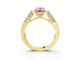 Yellow gold Fancy Pink Emerald Cut Cut Diamond Channel Set Solitaire Ring with Four-Prong Setting_3