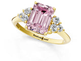 Yellow gold Fancy Pink Emerald Cut Cut Diamond Cluster Ring with Solitaire Band and Four-Prong Setting_1
