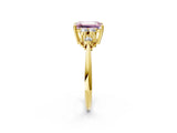 Yellow gold Fancy Pink Emerald Cut Cut Diamond Cluster Ring with Solitaire Band and Four-Prong Setting_2