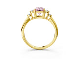 Yellow gold Fancy Pink Emerald Cut Cut Diamond Cluster Ring with Solitaire Band and Four-Prong Setting_3