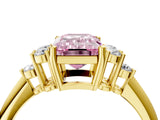 Yellow gold Fancy Pink Emerald Cut Cut Diamond Cluster Ring with Solitaire Band and Four-Prong Setting_4