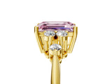 Yellow gold Fancy Pink Emerald Cut Cut Diamond Cluster Ring with Solitaire Band and Four-Prong Setting_5