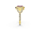Yellow gold Fancy Pink Emerald Cut Cut Diamond Halo Engagement Ring with Open Split Pavé Band_2