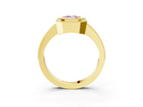 Yellow gold Fancy Pink Emerald Cut-Cut Diamond Halo Engagement Ring with Pave Band and Prong Setting_3