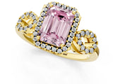Yellow gold Fancy Pink Emerald Cut Cut Halo Diamond Infinity Band with Four-Prong Setting_1