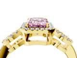 Yellow gold Fancy Pink Emerald Cut Cut Halo Diamond Infinity Band with Four-Prong Setting_4