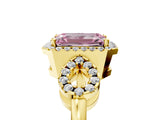 Yellow gold Fancy Pink Emerald Cut Cut Halo Diamond Infinity Band with Four-Prong Setting_5