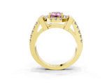 Yellow gold Fancy Pink Emerald Cut Cut Halo Split Shank Prong Set Ring_3
