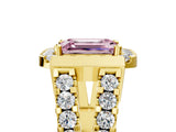 Yellow gold Fancy Pink Emerald Cut Cut Halo Split Shank Prong Set Ring_5