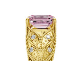 Yellow gold Fancy Pink Emerald Cut Cut Milgrain Pave Diamond Engagement Ring with Four-Prong Setting_20