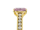 Yellow gold Fancy Pink Emerald Cut Cut Pave Band Milgrain Solitaire Ring_5