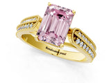 Yellow gold Fancy Pink Emerald Cut Cut Pave Split Shank Engagement Ring with Four-Prong Setting_1