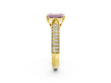 Yellow gold Fancy Pink Emerald Cut Cut Pave Split Shank Engagement Ring with Four-Prong Setting_2