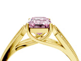 Yellow gold Fancy Pink Emerald Cut Cut Pave Split Shank Engagement Ring with Four-Prong Setting_4