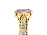 Yellow gold Fancy Pink Emerald Cut Cut Pave Split Shank Engagement Ring with Four-Prong Setting_5