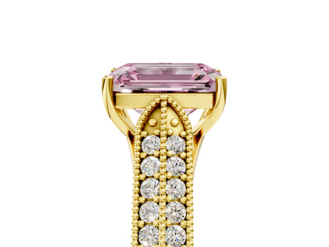 Yellow gold Fancy Pink Emerald Cut Cut Pave Split Shank Engagement Ring with Four-Prong Setting_5