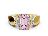 Yellow gold Fancy Pink Emerald Cut Diamond Channel Set Solitaire Ring with Four-Prong Setting_12