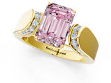 Yellow gold Fancy Pink Emerald Cut Diamond Channel Set Solitaire Ring with Four-Prong Setting_13
