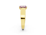 Yellow gold Fancy Pink Emerald Cut Diamond Channel Set Solitaire Ring with Four-Prong Setting_14
