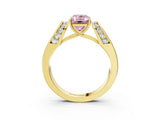 Yellow gold Fancy Pink Emerald Cut Diamond Channel Set Solitaire Ring with Four-Prong Setting_15