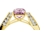 Yellow gold Fancy Pink Emerald Cut Diamond Channel Set Solitaire Ring with Four-Prong Setting_16