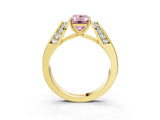 Yellow gold Fancy Pink Emerald Cut Diamond Channel Set Solitaire Ring with Four-Prong Setting_39
