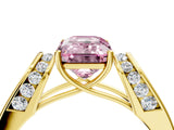 Yellow gold Fancy Pink Emerald Cut Diamond Channel Set Solitaire Ring with Four-Prong Setting_40