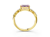 Yellow gold Fancy Pink Emerald Cut Diamond Cluster Pavé Band with Four-Prong Setting_15