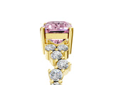 Yellow gold Fancy Pink Emerald Cut Diamond Cluster Pavé Band with Four-Prong Setting_17