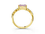 Yellow gold Fancy Pink Emerald Cut Diamond Cluster Pavé Band with Four-Prong Setting_6