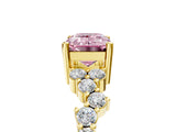 Yellow gold Fancy Pink Emerald Cut Diamond Cluster Pavé Band with Four-Prong Setting_8