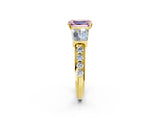 Yellow gold Fancy Pink Emerald Cut Diamond Engagement Ring with Baguette Side Stones and Channel Set Band_22