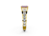 Yellow gold Fancy Pink Emerald  Cut Diamond Engagement Ring with Pavé Band and Four-Prong Setting_5