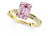 Yellow gold Fancy Pink Emerald Cut Diamond Engagement Ring with Side Stone Accents and Four-Prong Setting_13