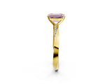 Yellow gold Fancy Pink Emerald Cut Diamond Engagement Ring with Side Stone Accents and Four-Prong Setting_14