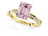 Yellow gold Fancy Pink Emerald Cut Diamond Engagement Ring with Side Stone Accents and Four-Prong Setting_73