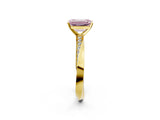 Yellow gold Fancy Pink Emerald Cut Diamond Engagement Ring with Side Stone Accents and Four-Prong Setting_74